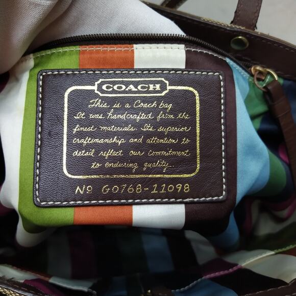 Coach Signature Brown Canvas 65th Ann. Double Handle Zipper Tote Bag W/ Wallet - Picture 12 of 16